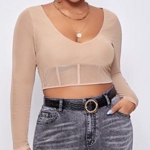 Long sleeve crop top mesh